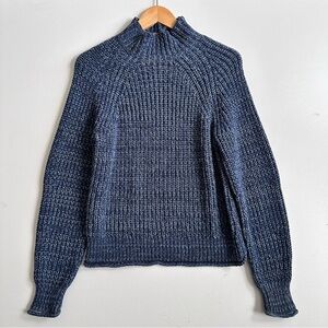 Madewell Marled Blue Cotton Mockneck Sweater Size Small